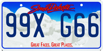 SD license plate 99XG66