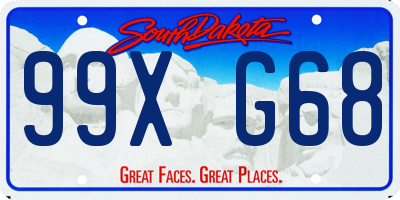 SD license plate 99XG68