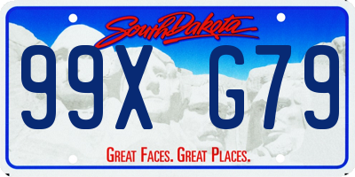 SD license plate 99XG79