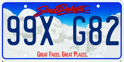 SD license plate 99XG82