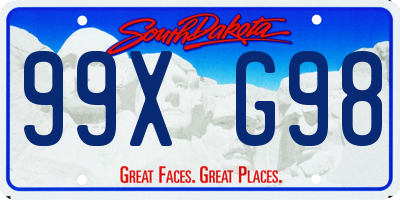 SD license plate 99XG98