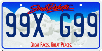SD license plate 99XG99