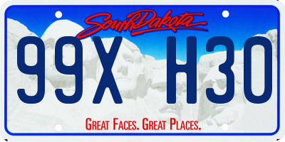 SD license plate 99XH30