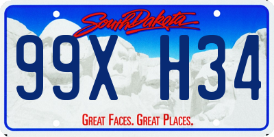 SD license plate 99XH34
