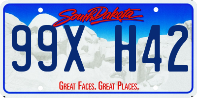 SD license plate 99XH42