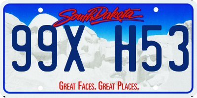 SD license plate 99XH53