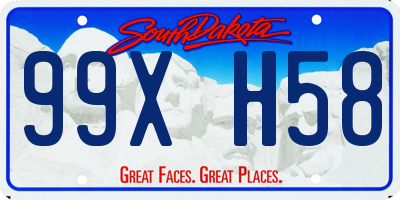 SD license plate 99XH58