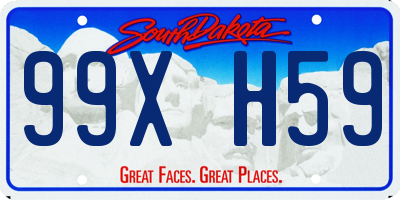 SD license plate 99XH59