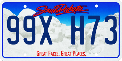 SD license plate 99XH73