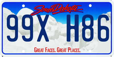 SD license plate 99XH86