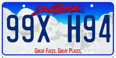 SD license plate 99XH94