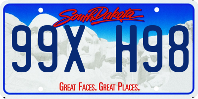 SD license plate 99XH98