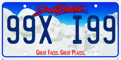 SD license plate 99XI99