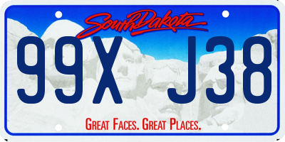 SD license plate 99XJ38