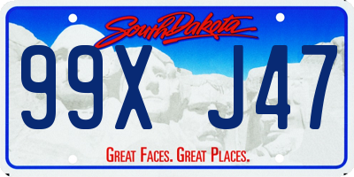 SD license plate 99XJ47