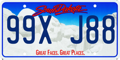 SD license plate 99XJ88