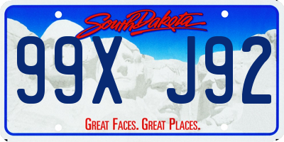 SD license plate 99XJ92