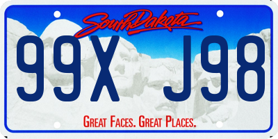 SD license plate 99XJ98