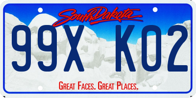 SD license plate 99XK02