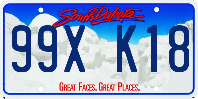 SD license plate 99XK18