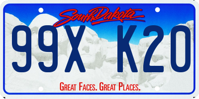 SD license plate 99XK20