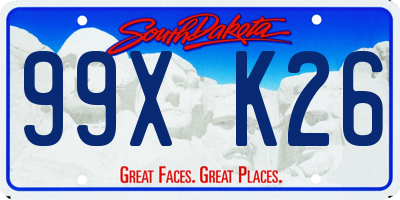 SD license plate 99XK26