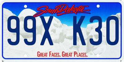SD license plate 99XK30