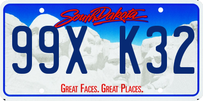 SD license plate 99XK32