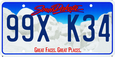 SD license plate 99XK34