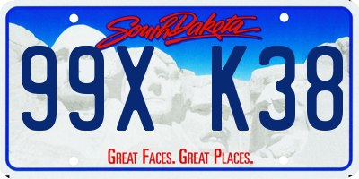 SD license plate 99XK38