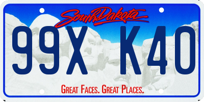SD license plate 99XK40