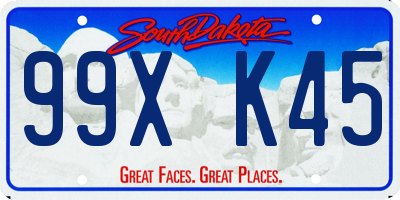 SD license plate 99XK45