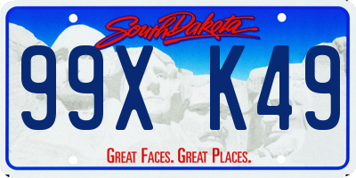 SD license plate 99XK49