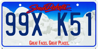 SD license plate 99XK51