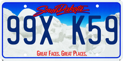 SD license plate 99XK59