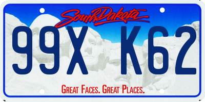 SD license plate 99XK62