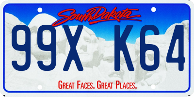 SD license plate 99XK64