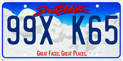 SD license plate 99XK65