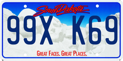 SD license plate 99XK69