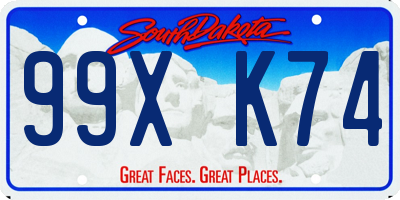 SD license plate 99XK74