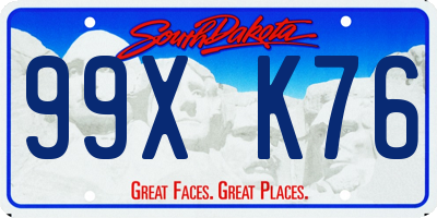SD license plate 99XK76