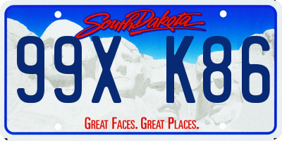 SD license plate 99XK86