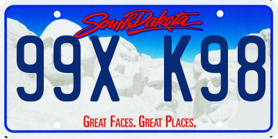 SD license plate 99XK98