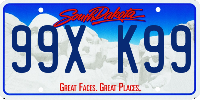 SD license plate 99XK99