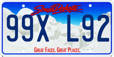 SD license plate 99XL92