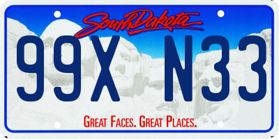 SD license plate 99XN33