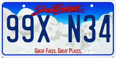 SD license plate 99XN34