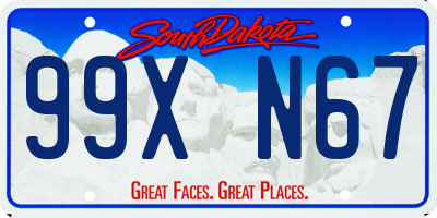SD license plate 99XN67