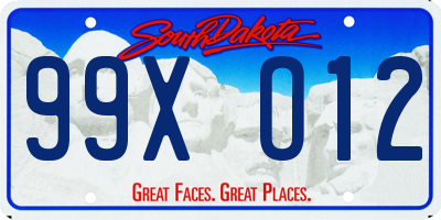 SD license plate 99XO12