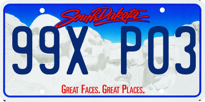 SD license plate 99XP03